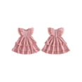 thumbnail image 2 of BemeyourBBs Toddler Baby Girl Summer Dress Outfit Little Girl Sundress Casual Tiered Ruffles Flutter Sleeves A-Line Dress Beach Princess Party Dress Cute Clothes, 2 of 9