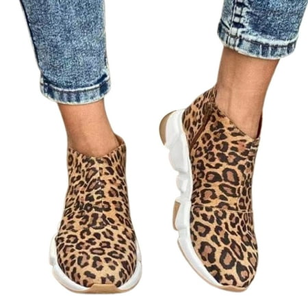 

Women PU Leather Boots Pointed Toe with Side Zipper Thickened Sole Low Heel Fashionable Comfortable PU Leather Pointed Toe with Side Zipper Thickened Sole Low Heel Ankle Women Lady 35 Leopard Print