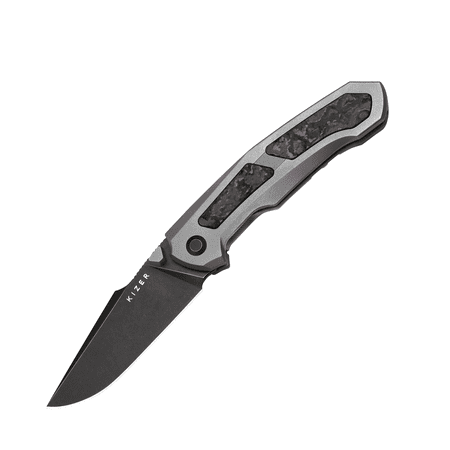 Kizer Pocket Folding Knife Feweed S35VN Steel Titanium+ Fat Carbon (Purple haze) Handle Pocket Knife Ki3694A1