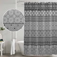 thumbnail image 4 of Grey Black Boho Shower Curtain Set - 72" x 78" Washable Bathtub Curtain with 12 Hooks, Vintage Ethnic Tribe Abstract Art Waterproof Fabric Stall Shower Curtains for Bathroom/Bathtub Décor, 4 of 6