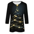 thumbnail image 5 of VKOYWKM Women's Fall Shirts Christmas 3/4 Sleeve Tops Xmas Tree Graphic T Shirts Holiday Party Crew Neck T-Shirts Loose Fit Christmas Gifts Tunic Top, 5 of 5