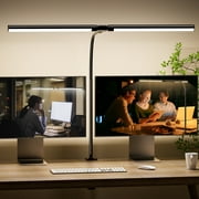 Quntis LED Desk Lamp Double Head ,1500 LM Architect Lamp with Clamp& Gooseneck, 31.5inch Eye Caring 4 Color &4 Brightness Levels Computer Monitor Light for Home Office