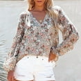 thumbnail image 2 of Blouse Décontractée à Manches Longues pour Femmes, Charmante Blouse à Manches Longues à Imprimé Floral pour Vacances pour Fête Vert, Rose, Blanc, Coloré, 2 of 8