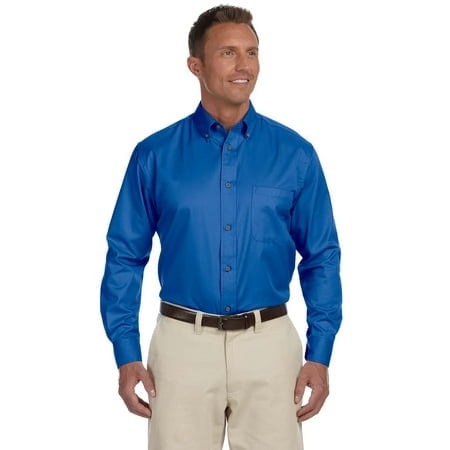 Harriton Chemise à Manches Longues en Sergé pour Hommes Easy blendTM avec Élimination des Taches