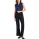 thumbnail image 2 of INSPIRAR CHIC Top sin mangas de seda satinada de verano para mujer, con escote en V y fruncido, talla L, azul oscuro, 2 of 6