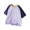 thumbnail image 5 of Viluyesy Girls Boys T-Shirt 10-12T, Short Sleeve Cotton Crew Neck Summer Casual Raglan Tee Purple(3-15T), 5 of 7
