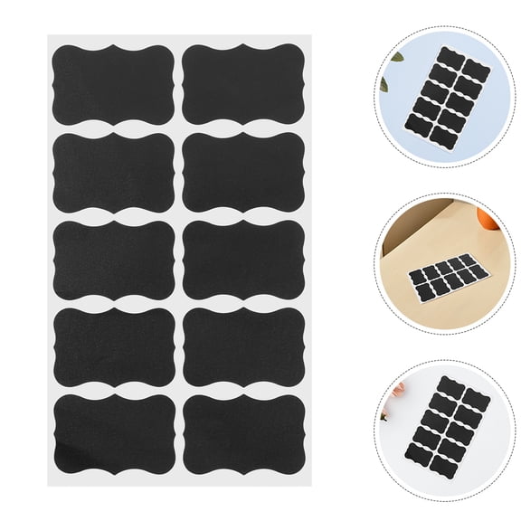 MERRYHAPY 200 Pcs Black Rewritable PVC Labels for Jars, Kitchen Containers, Party Supplies, and Easy to Use