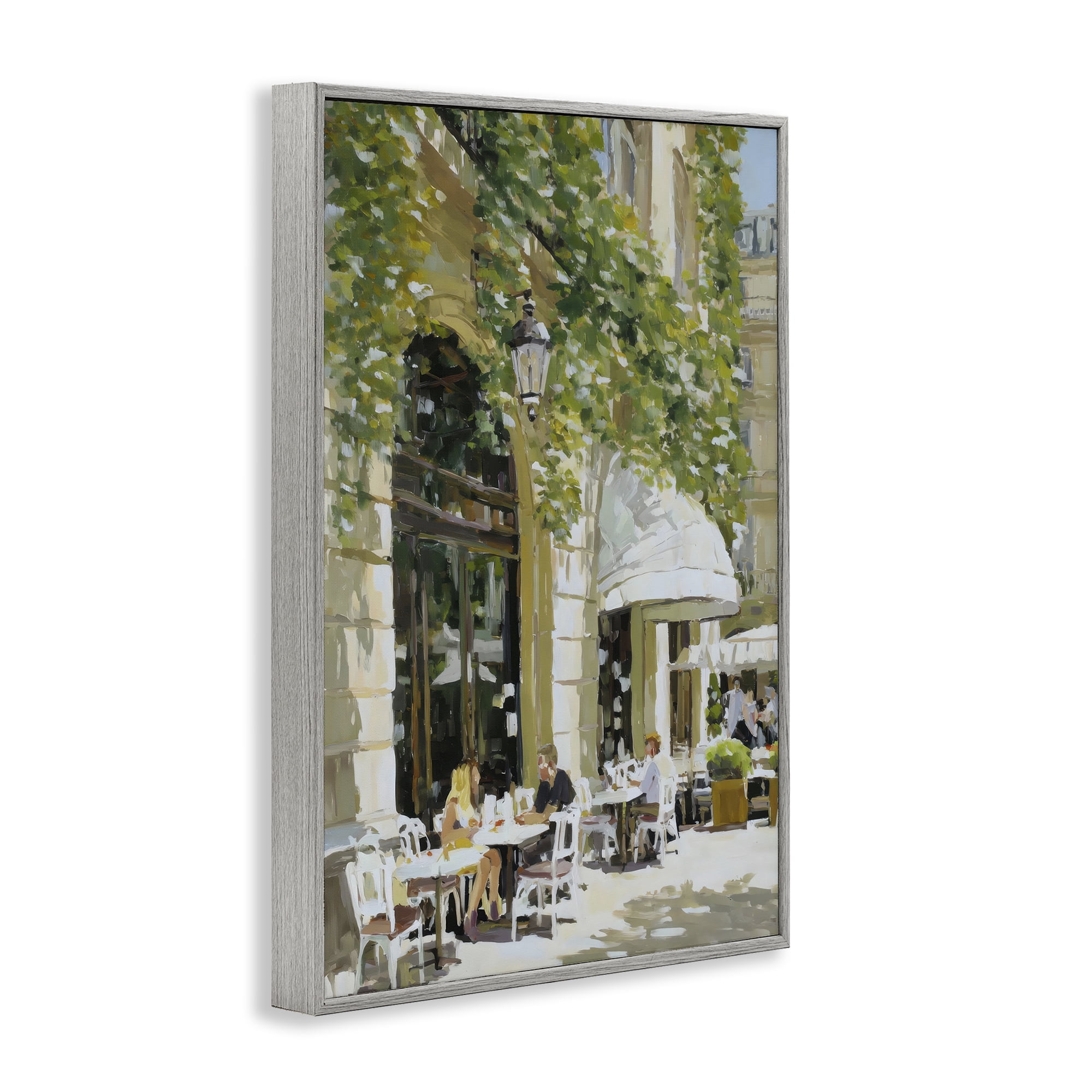 Stupell Industries Sunny Day Cafe Terrace Gray Framed Giclee Art, design by Petal Prints Design