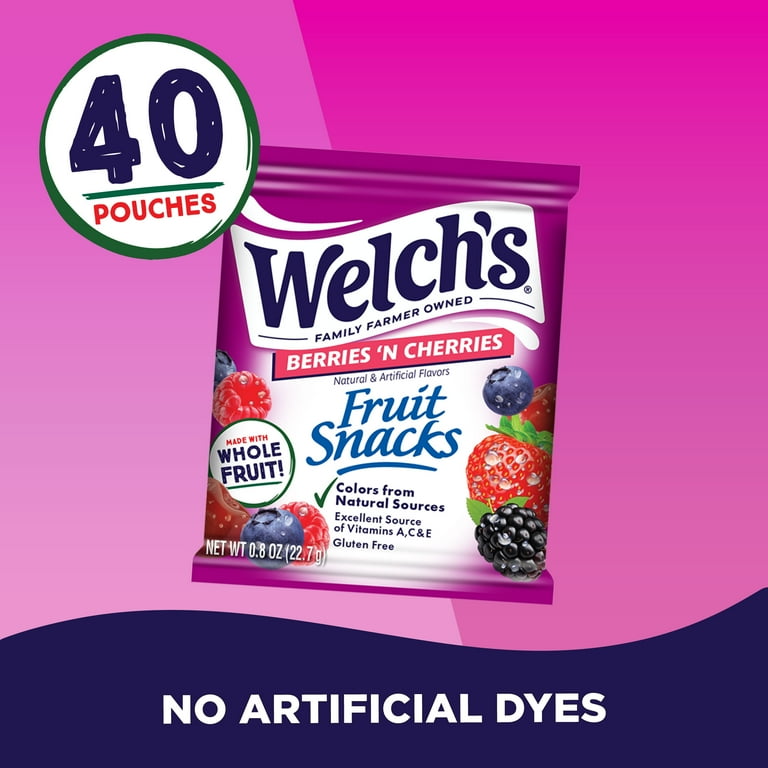 Welch’s Fruit Snacks, Berries N Cherries, 0.8 oz, 40 Count
