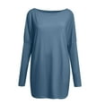 thumbnail image 6 of Long Sleeve Shirts for Women Oversized T Shirts for Women Tunic Tops To Wear With Leggings Long Sleeve Fall Sweaters Dressy Tops Z0C-Dark Blue, S, 6 of 6