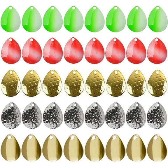 Colorado Spinner Blades Fishing Lures Kit, 40pcs Fishing Blades DIY Lure Making Set for Spinner baits Spoons Walleye Rig Trout Salmon Bass Fishing