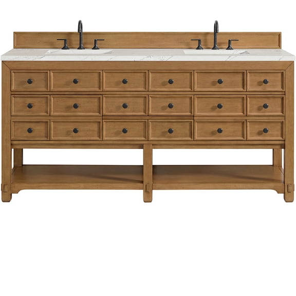 James Martin Vanities 505-V72-Fenc Malibu 72" Free Standing Double Basin Birch Wood Vanity