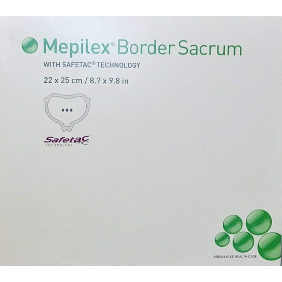 Mepilex Border Sacrum Dressing 8.7"x9.8" (22x25cm) Safetec (Box of 10) Molnlycke 282455