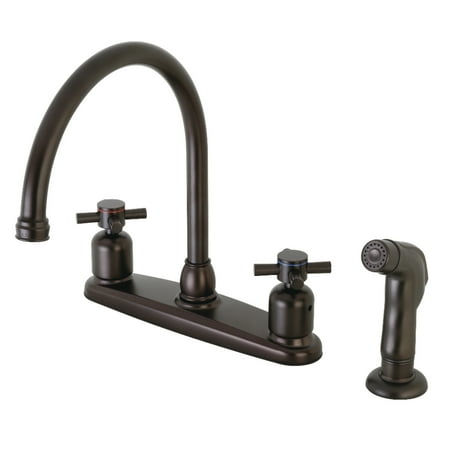 Kingston FB795DXSP Concord Two-Handle 4-Hole 8" Centerset Kitchen Faucet with Side Sprayer in Oil Rubbed Bronze