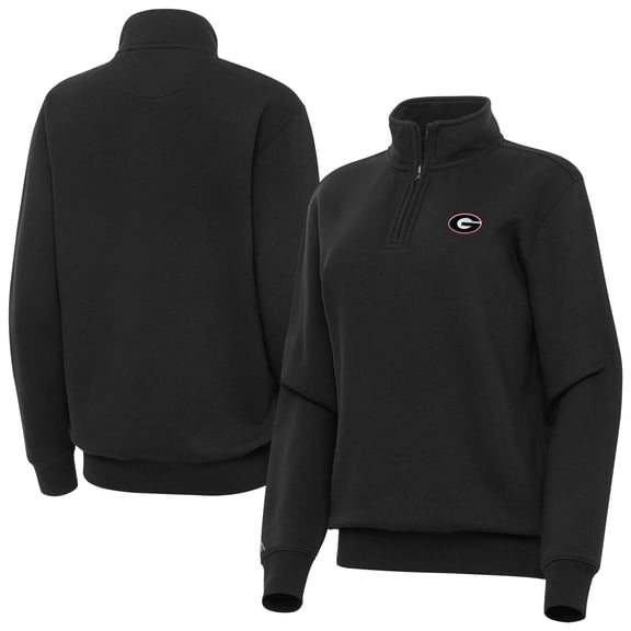 Women's Antigua Black Georgia Bulldogs Victory Quarter-Zip Top