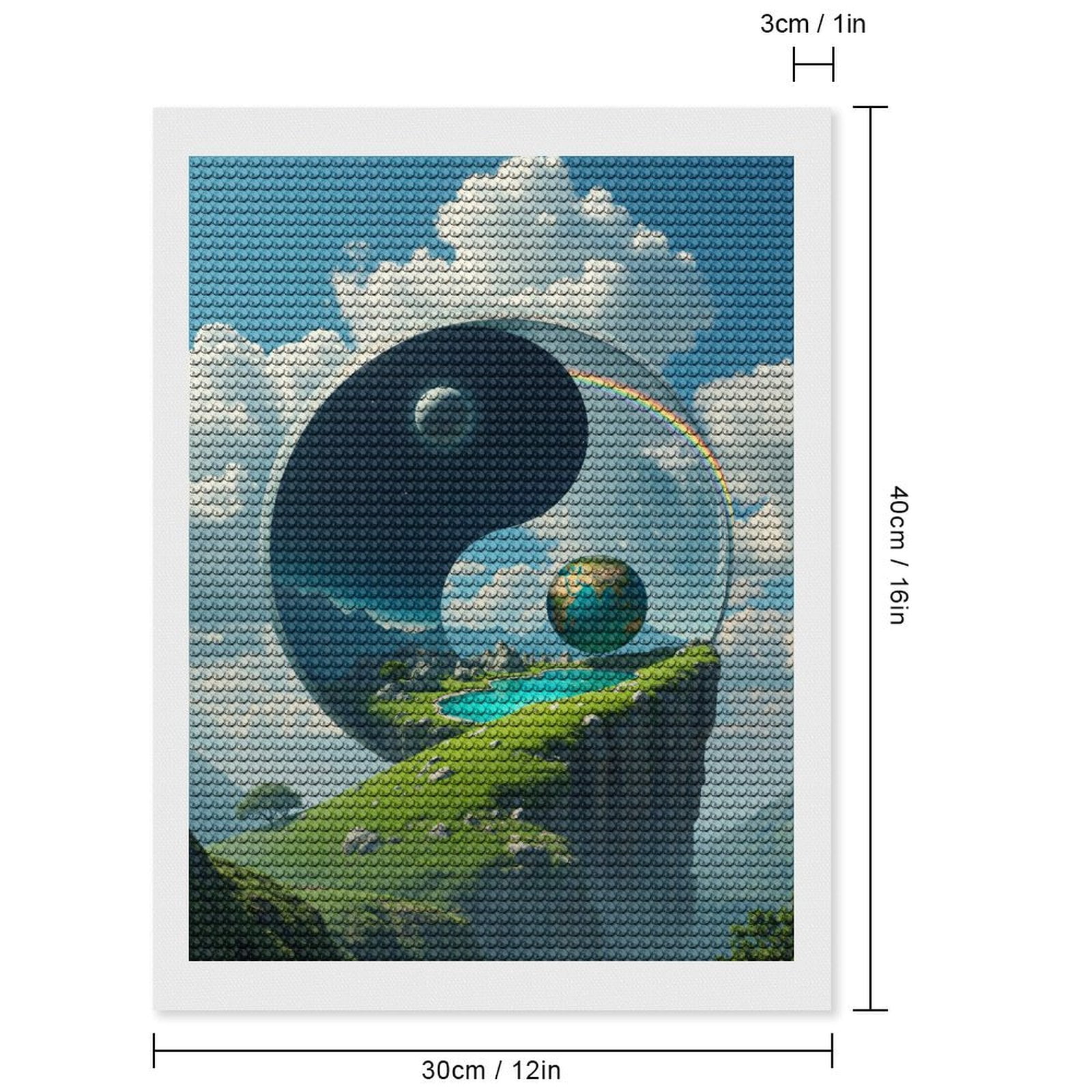 Diamond Art Kits for Adults, Surreal Landscape Yin Yang Nature Sphere 5D Diamond Painting Kits for Adults Beginners, DIY Full Drill Diamond Painting, Gem Art and Crafts 12x16