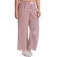 thumbnail image 5 of Cueply Women's Plus Size Cotton Woven Plaid Wide Leg Pants with Pockets Elastic Waist Casual Lounge Pants, 5 of 8