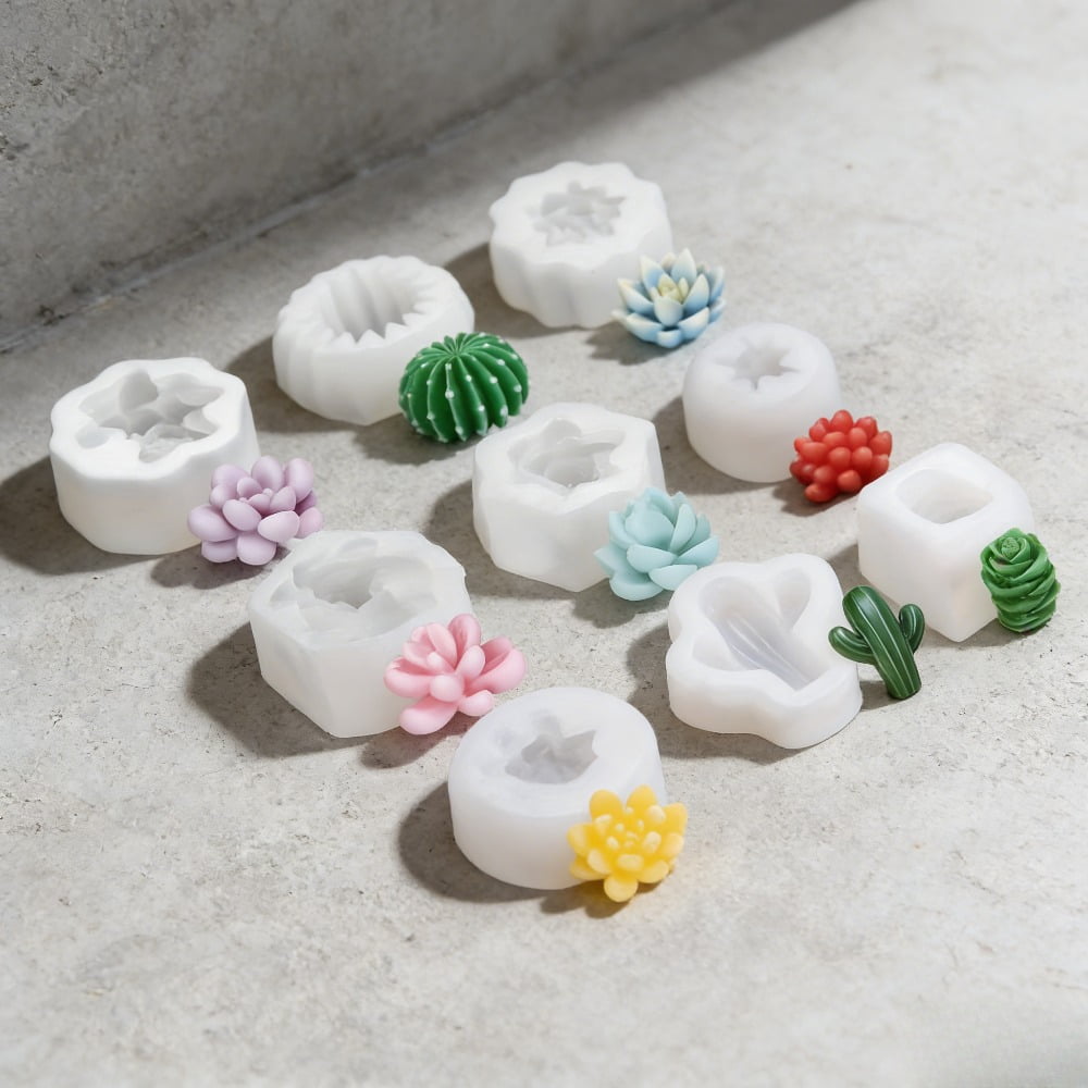 9Pcs Succulent Silicone Molds, Candle Molds, 3D Resin Molds, Succulent Cactus Candle Molds Silicone, for Candle Soap Making, Wax, Resin Casting, DIY Molds
