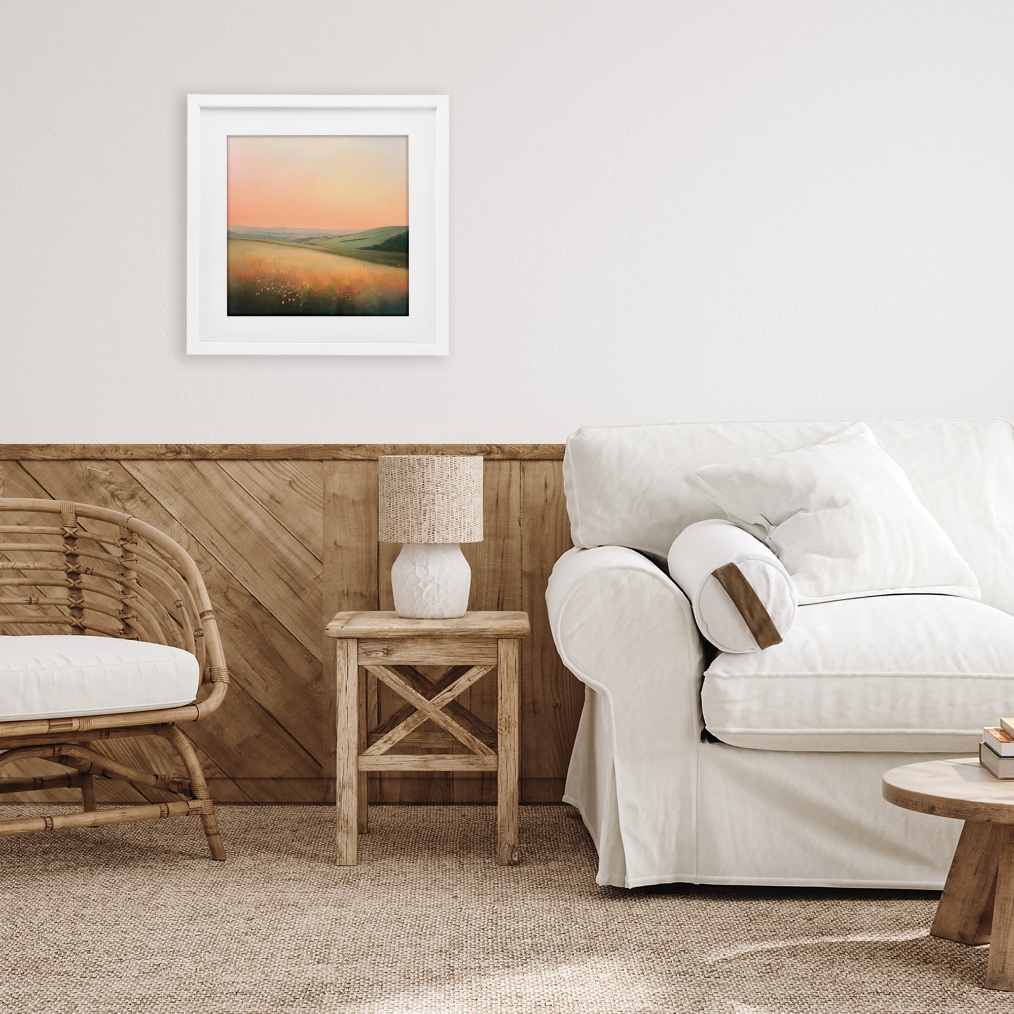 Stupell Industries Sun Coming Up Over Meadow White Framed Print Under Glass, design by Creative Studio