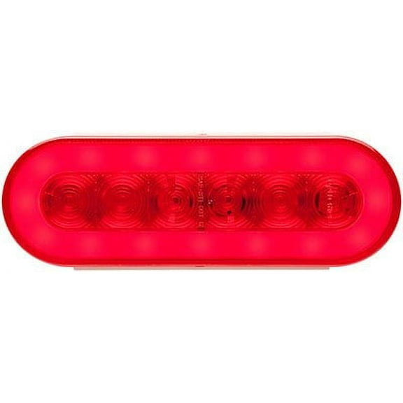 6" Oval GloLight LED Stop/Turn/Tail Light, 22 Diode, Grommet ,PL3, Red