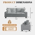 thumbnail image 3 of Poshby 71.25''W Loveseat 2 Seater Couch Sofa with Chenille Material, Modern for Living Room, Gray, 3 of 14