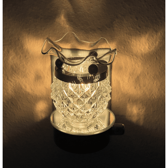 Glass Oil Warmer with Halogen Light Bulb, Clear