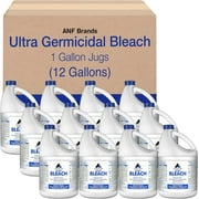 (12 Gallons) - Liquid Chlorine Bleach, for Laundry, Household and Cleaning, 1 Gallon Jugs