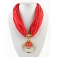 thumbnail image 1 of Classic Pendant Scarf Circular Alloy Pendant Collar Polyester Solid Scarf, 1 of 2