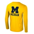 thumbnail image 3 of Men's Colosseum Maize Michigan Wolverines Logo Lockup 3-Hit Active Blend Long Sleeve T-Shirt, 3 of 3