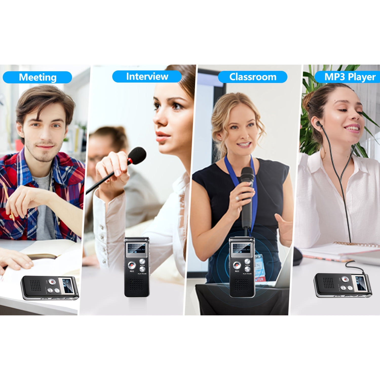 Digital Voice Recorder • Voice Activated Recorder • Upgraded Audio Recorder with MP3&USB • for Lectures, Meetings, Interviews