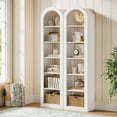 thumbnail image 4 of Tribesigns 74.8" Tall White Arched Bookshelf, 6-Tier Narrow Open Bookcase, Floor Standing Corner Display Shelves Storage Organizer for Small Space, Home Office, Living Room, 4 of 17