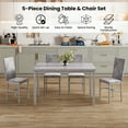 thumbnail image 4 of Baxluxe Marble Dining Table Set for 4, 47.2 Inch Rectangle Kitchen Table and Chairs Set, Faux Marble Dining Table with 4 Velvet Dining Chairs, 5 Pieces Dinette Set for Kitchen, Breakfast Nook, Gray, 4 of 8