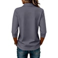 thumbnail image 4 of Womens Summer Tops 3/4 Sleeve Collared V Neck Polo Shirts For Women 3 Buttons Lapel Athletic Golf Shirts Casual Loose Fit Solid Business Blouses, 4 of 5