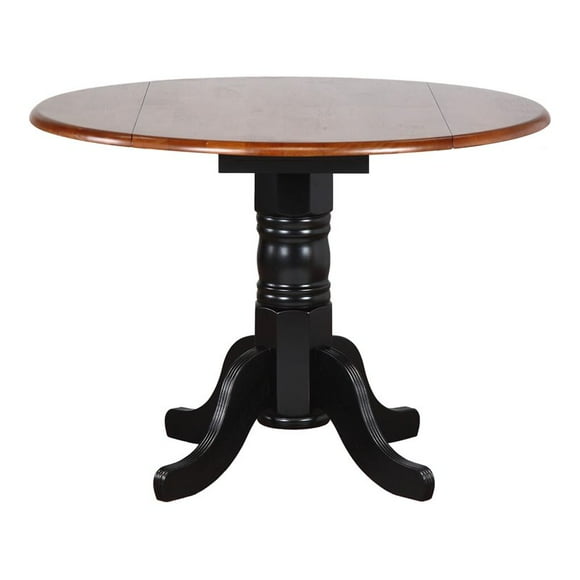 Sunset Trading Black Cherry Selections 42" Drop Leaf Wood Dining Table in Black