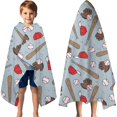 thumbnail image 3 of Blue Baseball Gear Pattern Hooded Bath Towel，60"x35" for Ages 3 To 12 Kids, Quick Dry Lightweight Soft Microfiber Hood Beach Towel Cover Up for Kids, 3 of 7