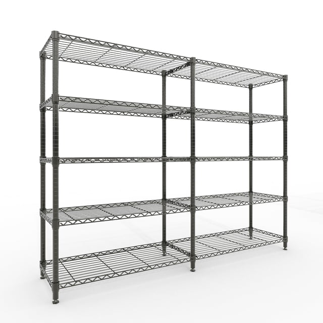 Heavy Duty Metal Wire Shelving Unit – Commercial Food Service Storage Rack – Adjustable 4-Tier & 5-Tier Organization – 1060 lbs Capacity – For Kitchen, Pantry, Garage, Warehouse