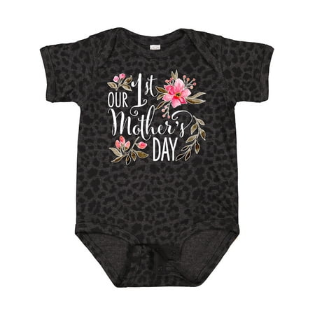 

Inktastic Our First Mother s Day- Pink Flowers Gift Baby Boy or Baby Girl Bodysuit
