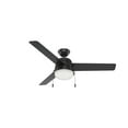 thumbnail image 2 of Hunter 52 inch Outdoor or Indoor Ceiling Fan with LED Light and Pull Chain - Black Modern Ceiling Fan, Standard Mount, 3 Blades, For Patio, Porch, Garage, or Living Room - Aker 50386, Matte Black, 2 of 15
