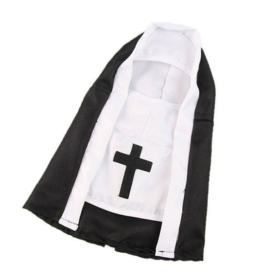 BIBABLYKE Pet Nun Costume For Halloween Dressing Up Party Cats and Dog Cosplay Outfit Nun Cloak Dress Role Playing Apparel Gift