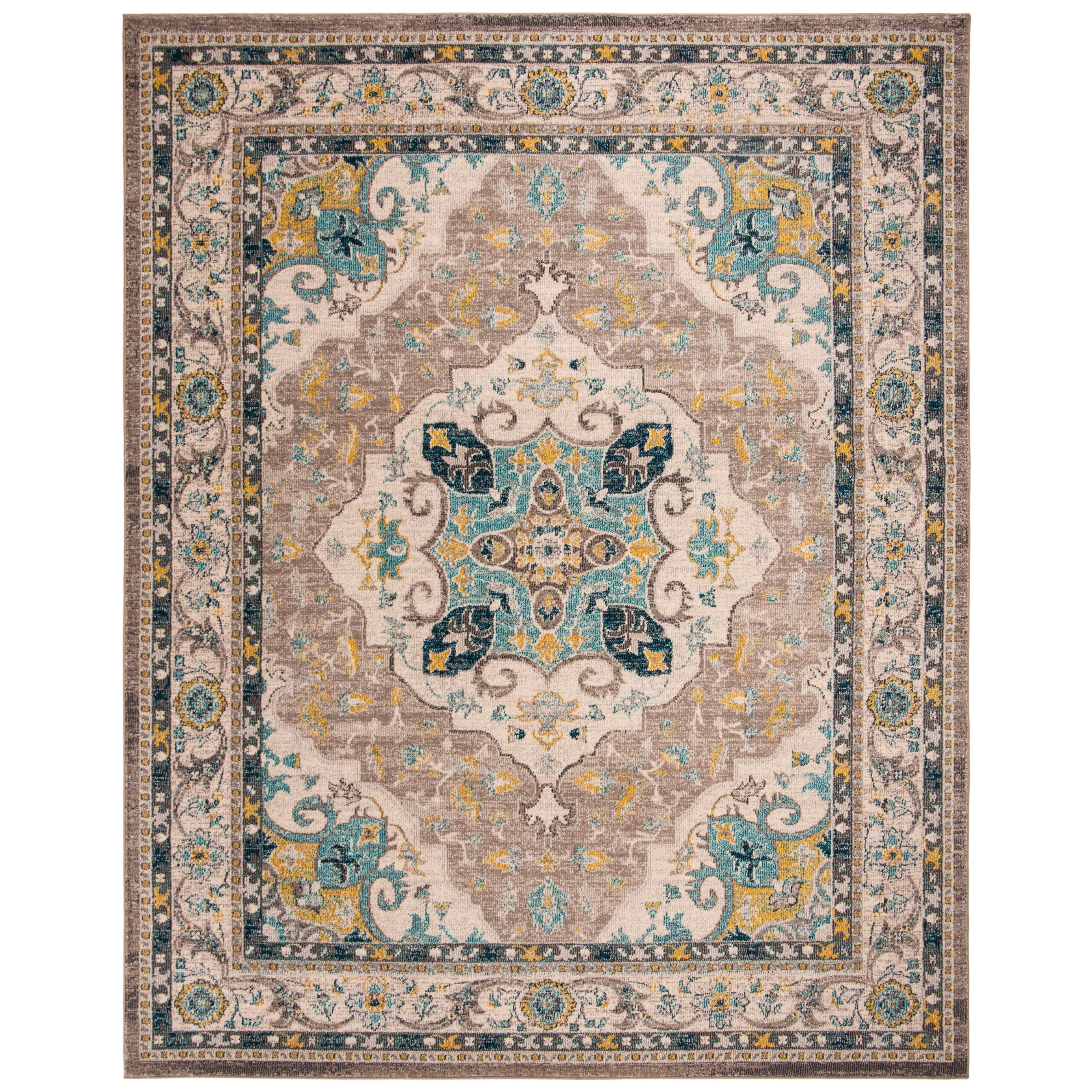 SAFAVIEH Phoenix Christopher Floral Area Rug, Ivory/Grey, 8' x 10'