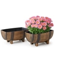 thumbnail image 1 of Rustic Half Barrel Planters Weather Resistant Decorative Accent with Removable Drain Screen, 1 of 9