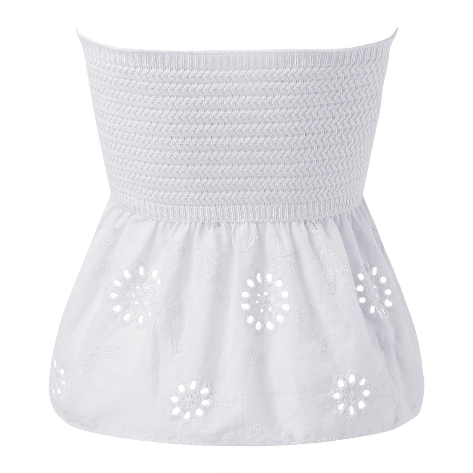micas knot front knit embroidered tube top