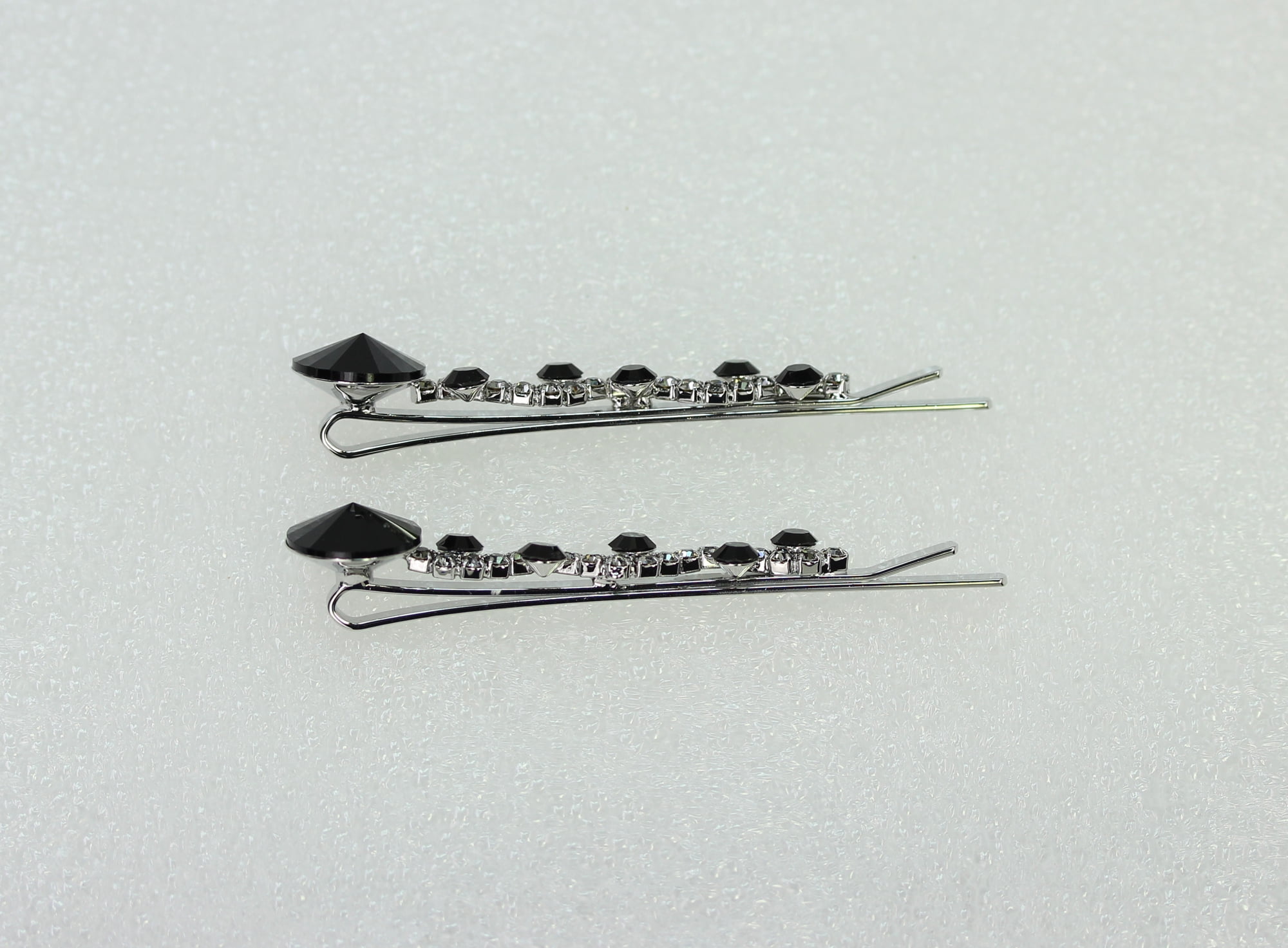 Faship  A Pair Of Black Premium Rhinestone Crystal Floral Hair Clips 2 Pcs Pins