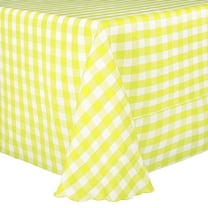 Ultimate Textile (3 Pack) 54 x 96-Inch Oval Polyester Gingham Checkered Tablecloth - for Picnic, Outdoor or Indoor Party use, Lemon and White