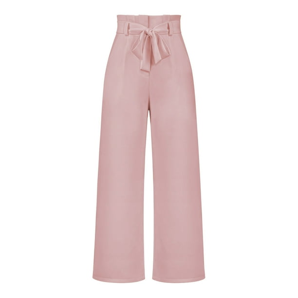 XFLWAM Wide Leg Pants for Women High Waist Dressy Bow Tie