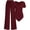 Burgundy, variant on Womens Summer 2 Piece Outfits Square Neck Short Sleeve Drawstring Pants Knit Spring Lounge Matching Sets