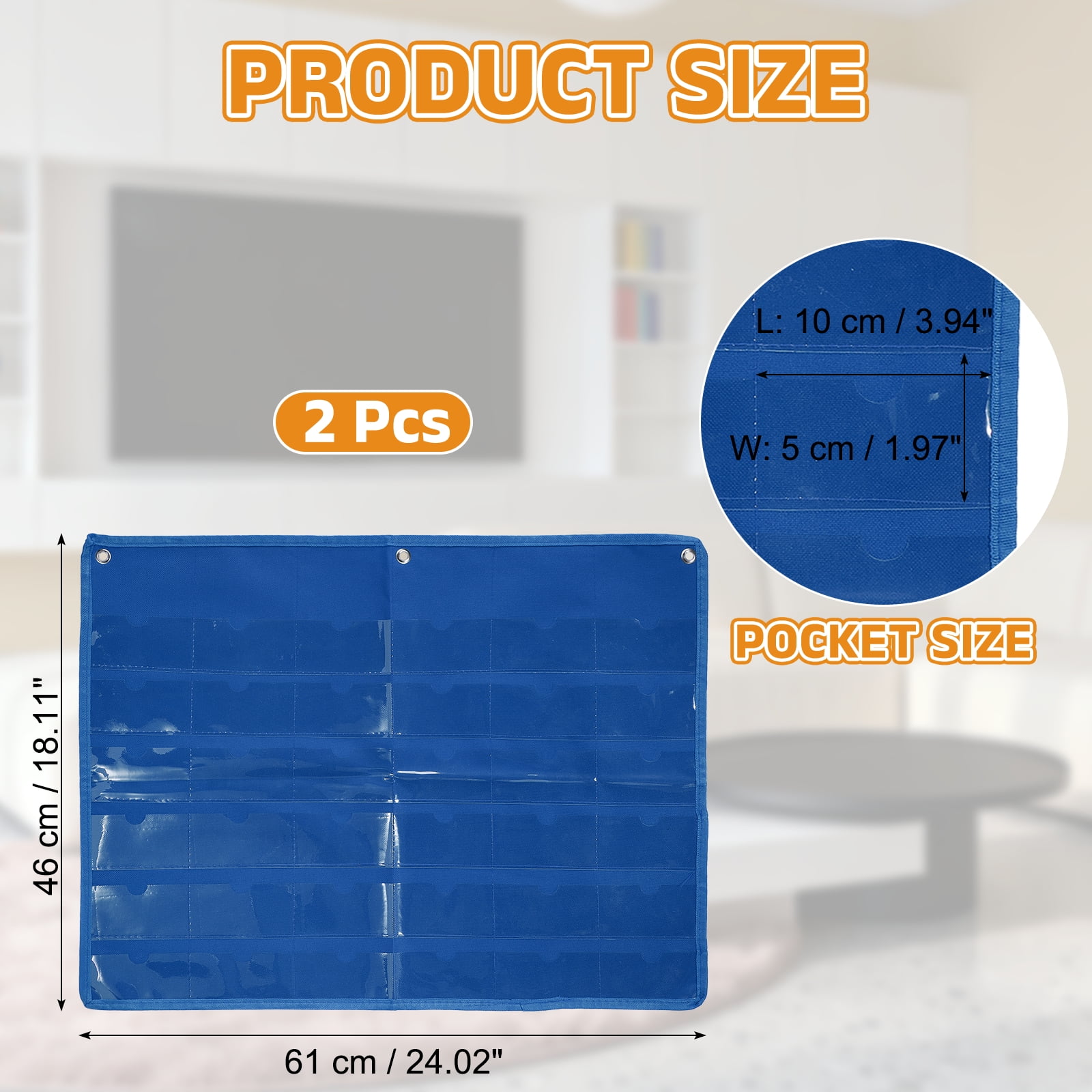 Uxcell 2 Pcs 2" x 4" Index Card Holder Sleeve, 36 Card Slots Organizer Sleeve for Office Home Organization, Blue