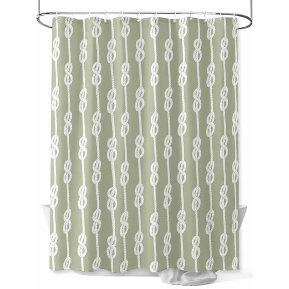 Shower Curtain Sage Green Knot Bathroom Curtains with Hooks, Waterproof Fabric Ocean Nautical Geometric Stripes Bath Shower Curtains Set for Bathroom Bathtubs Decor 36x72 Inch