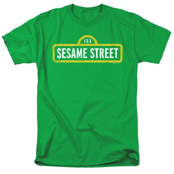 Sesame Street Classic Logo Unisex Adult T Shirt (Small) Kelly Green