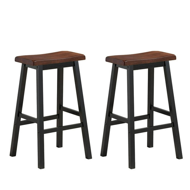 Costway Set of 2 29"H Bar Stools Saddle Seat Pub Chair Home Kitchen Dining Room Brown